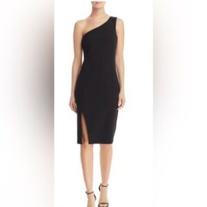 Likely Black Helena One Shoulder Midi Cocktail Dress